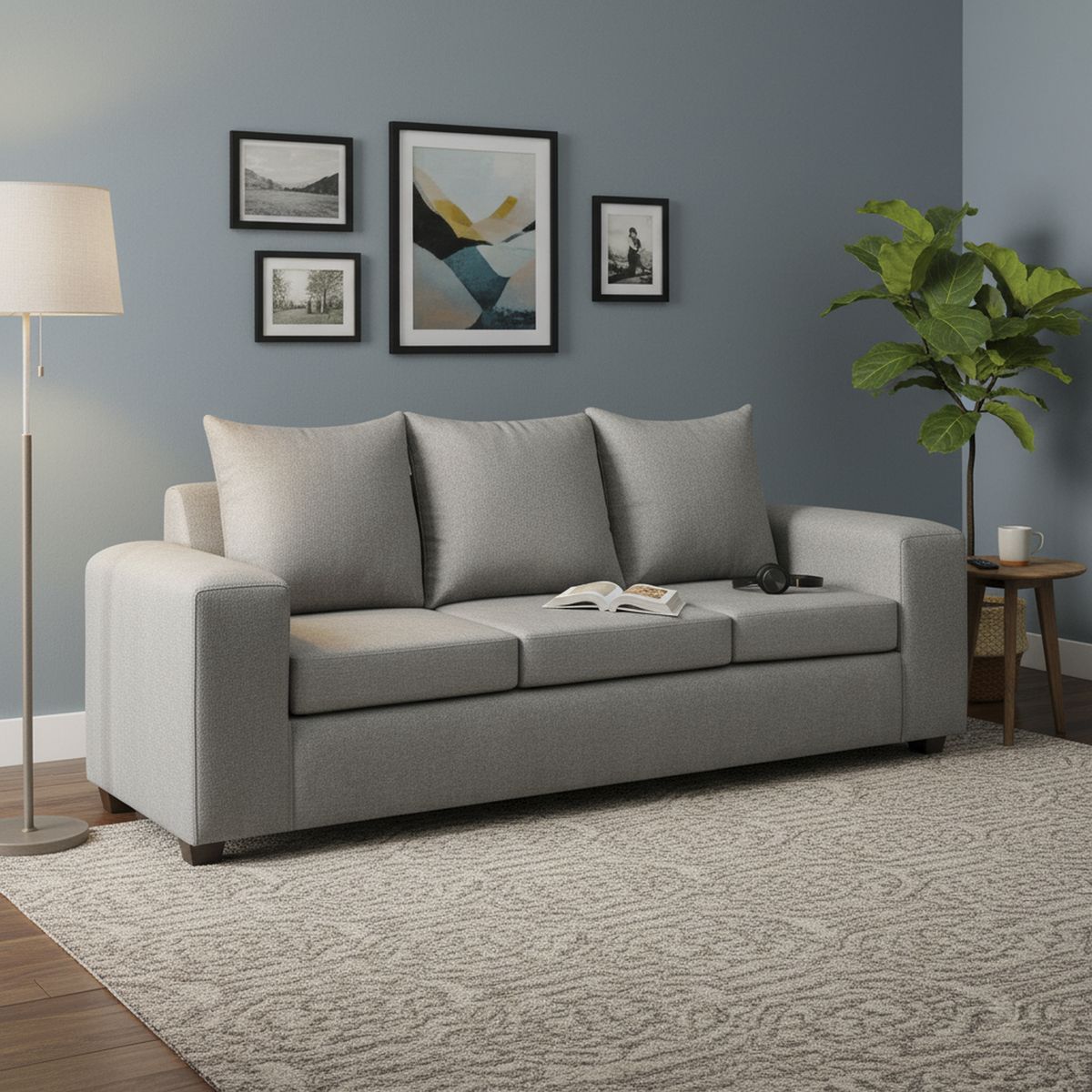 INTERMUEBLES - Sofá 3 cuerpos KAHLO 225x86x80 cm Gris