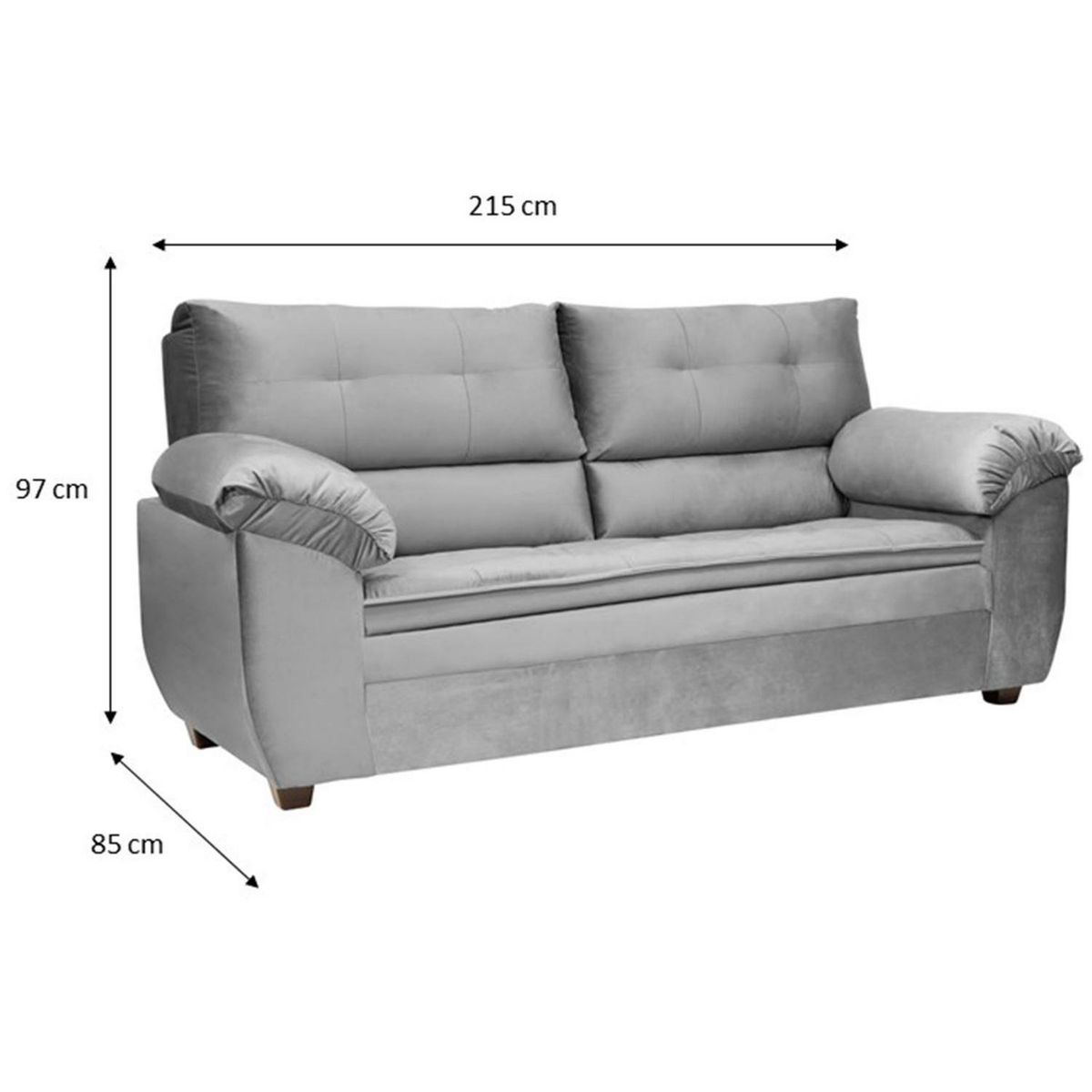 INTERMUEBLES - Sofá 3 cuerpos LIVERPOOL 215x97x85 cm Gris