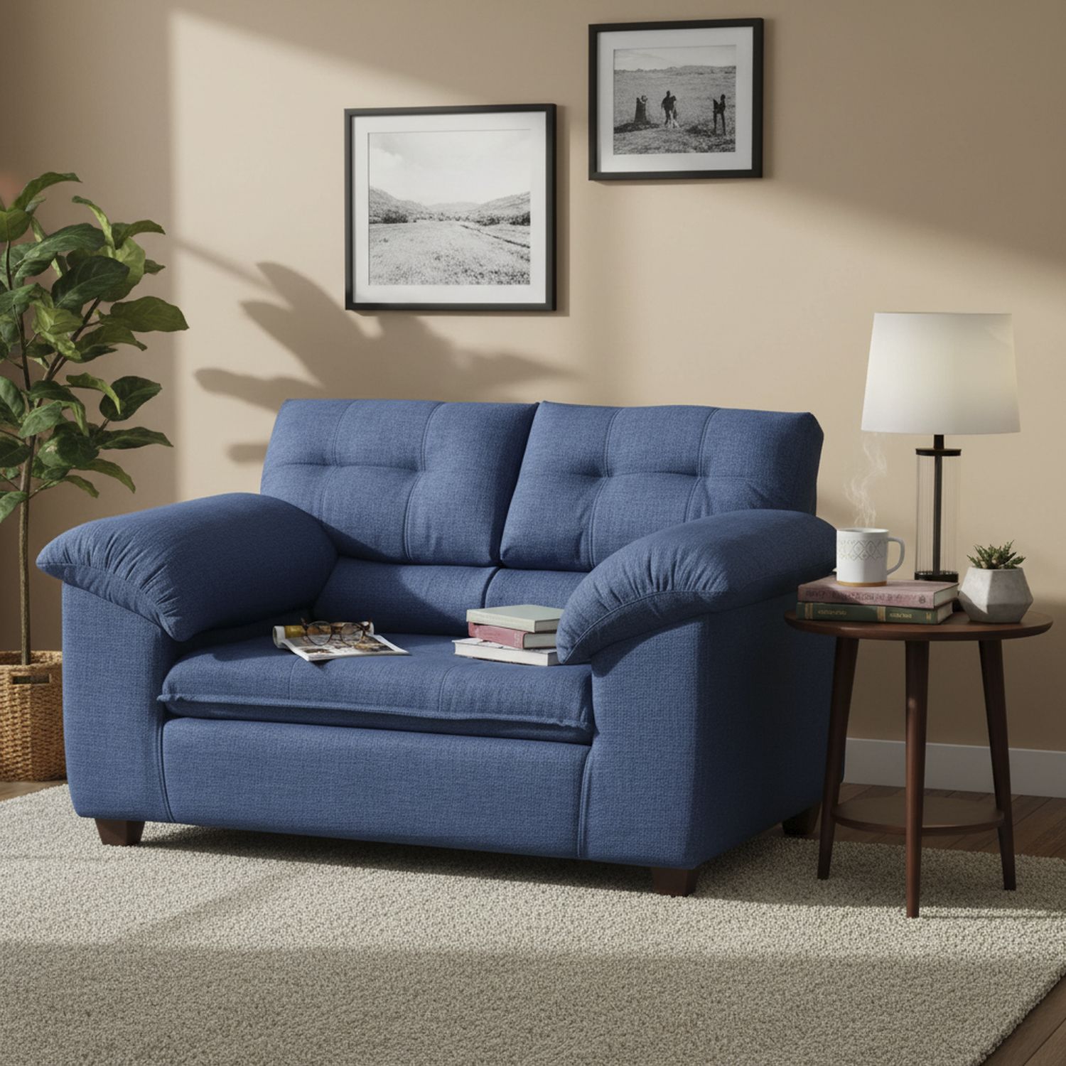 INTERMUEBLES Sofá 2 cuerpos LIVERPOOL 154x97x85 cm Azul