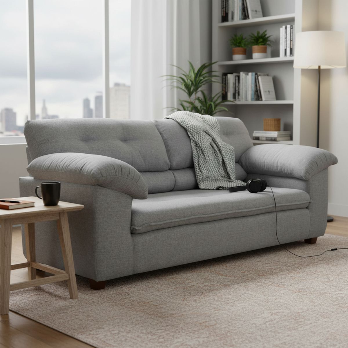 INTERMUEBLES - Sofá 3 cuerpos LIVERPOOL 215x97x85 cm Gris
