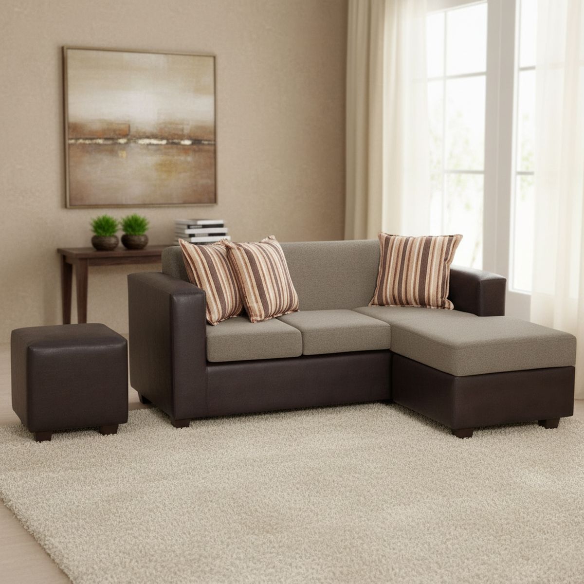 INTERMUEBLES - Sofá Seccional 4 cuerpos INVICTUS 186x87x140 cm Beige