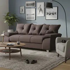 INTERMUEBLES - Sofá 3 cuerpos FORTALEZA 222x92x78 cm Café