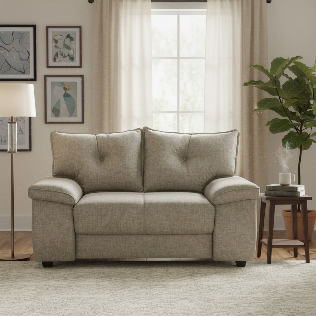 INTERMUEBLES - Sofá 2 cuerpos FORTALEZA 156x90x80 cm Beige