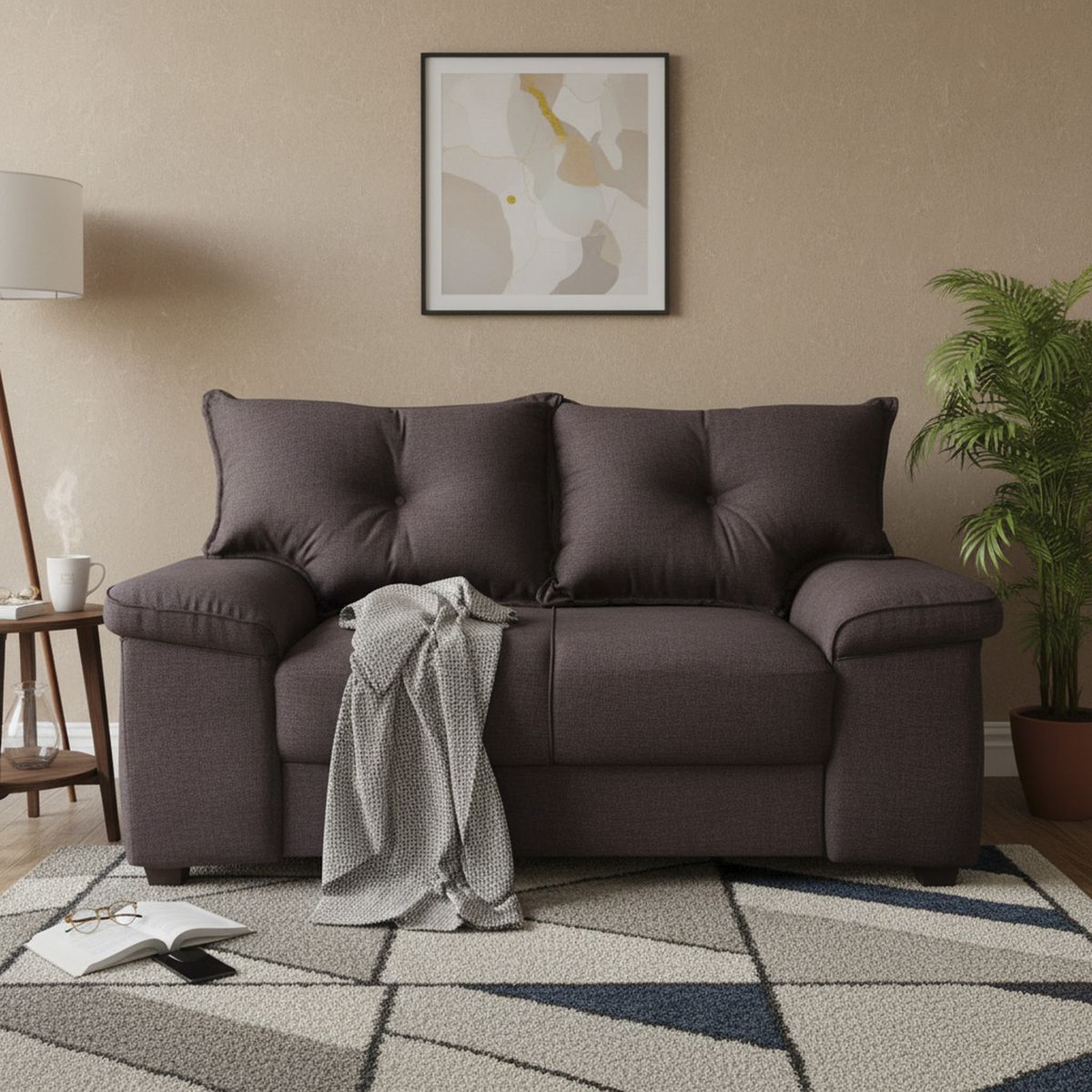 INTERMUEBLES - Sofá 2 cuerpos FORTALEZA 156x90x80 cm Café