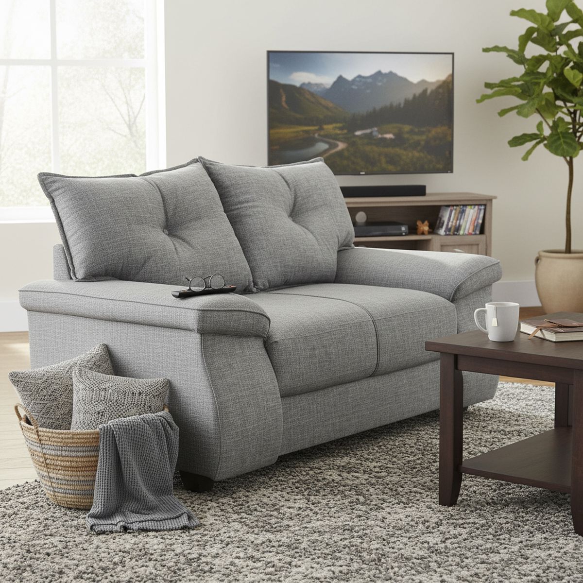 INTERMUEBLES - Sofá 2 cuerpos FORTALEZA 156x90x80 cm Gris