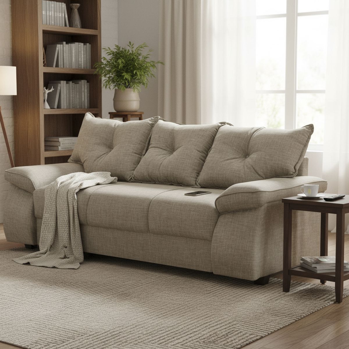 INTERMUEBLES - Sofá 3 cuerpos FORTALEZA 222x92x78 cm Beige