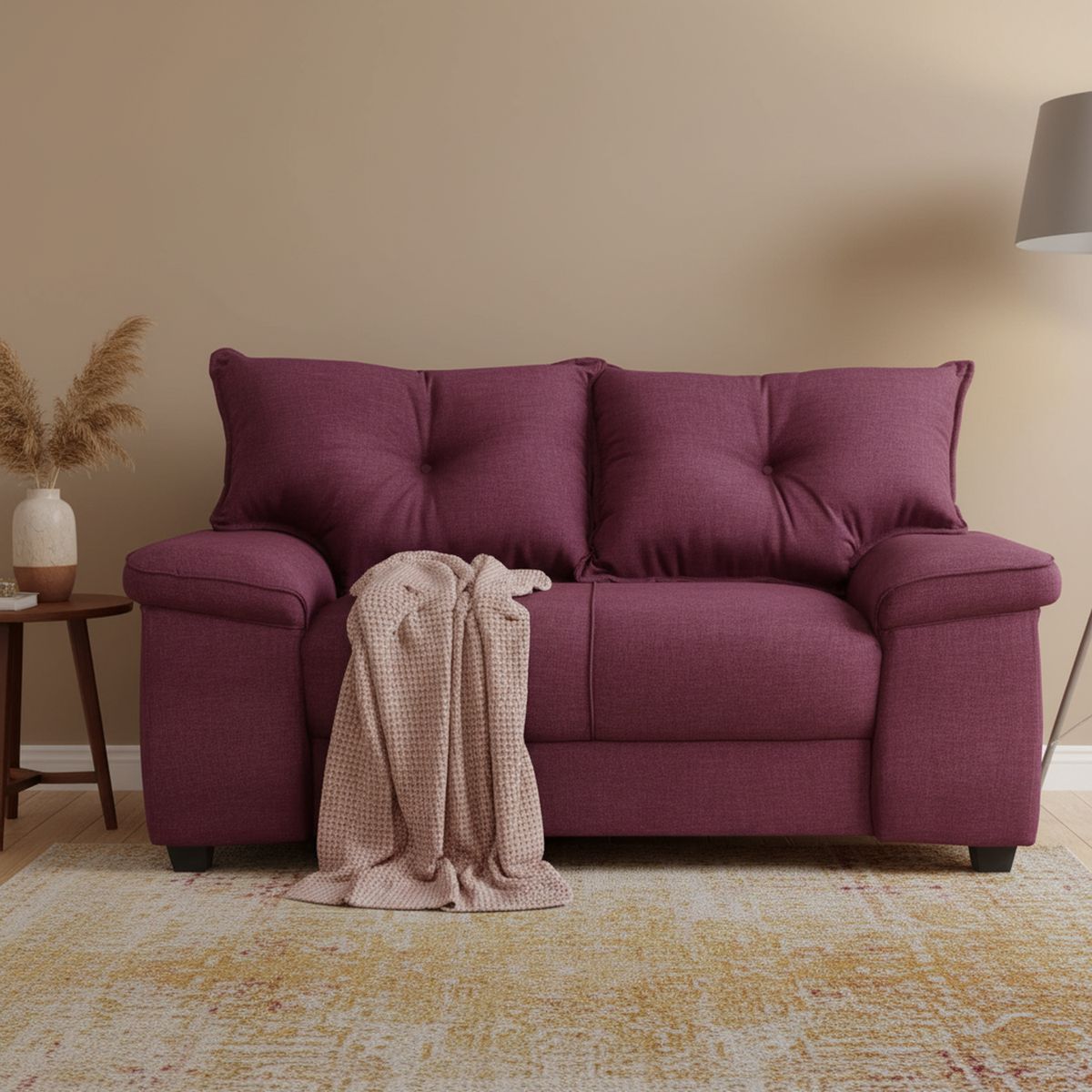 INTERMUEBLES - Sofá 2 cuerpos FORTALEZA 156x90x80 cm Burdeo