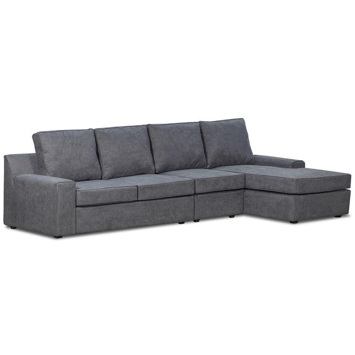 INTERMUEBLES - Sofá Seccional 5 cuerpos BURANO 341x93x160 cm Gris oscuro
