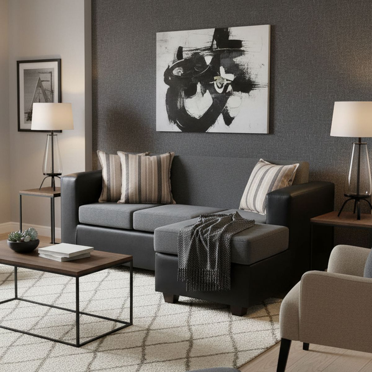 INTERMUEBLES - Sofá Seccional 4 cuerpos INVICTUS 186x87x140 cm Gris