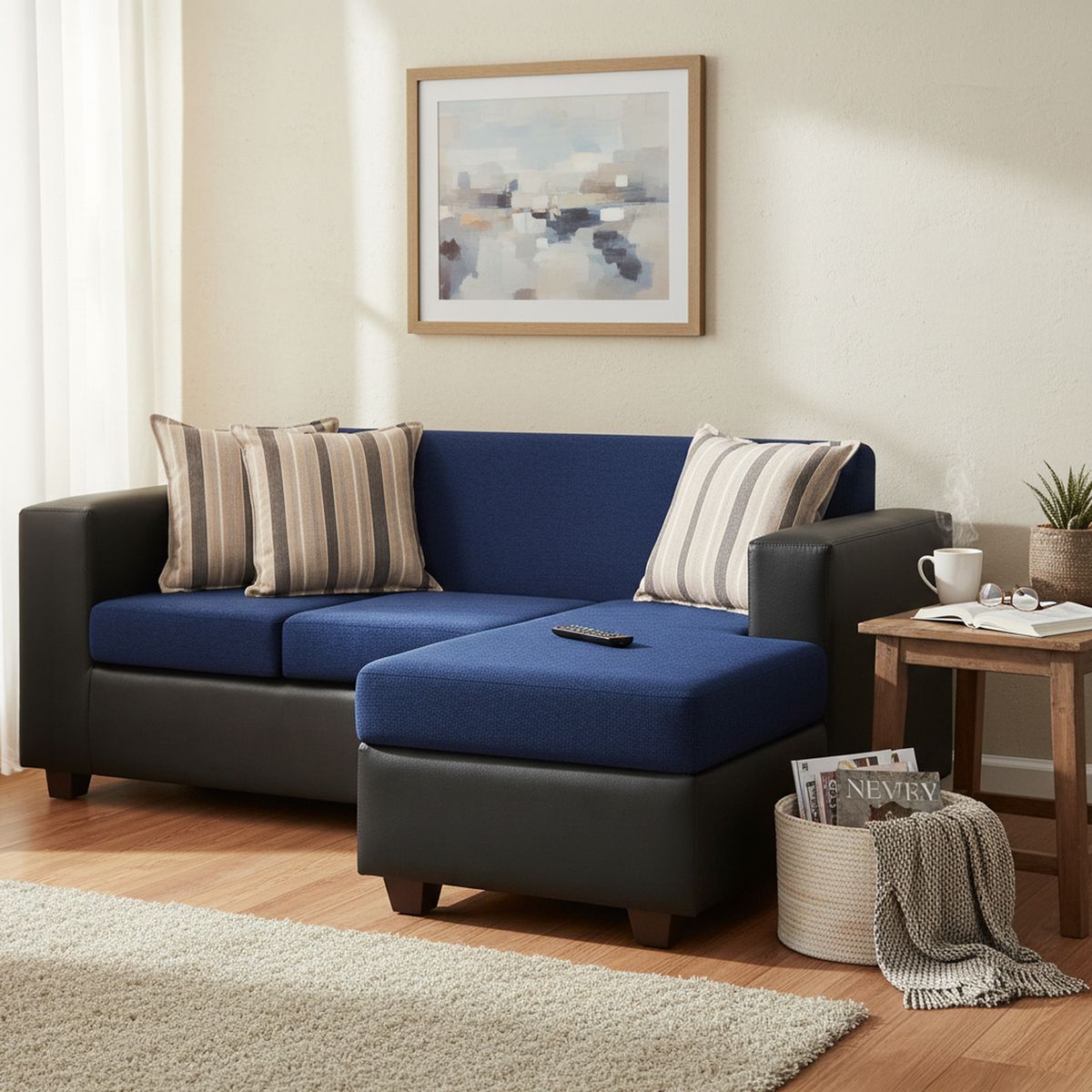 INTERMUEBLES - Sofá Seccional 4 cuerpos INVICTUS 186x87x140 cm Azul