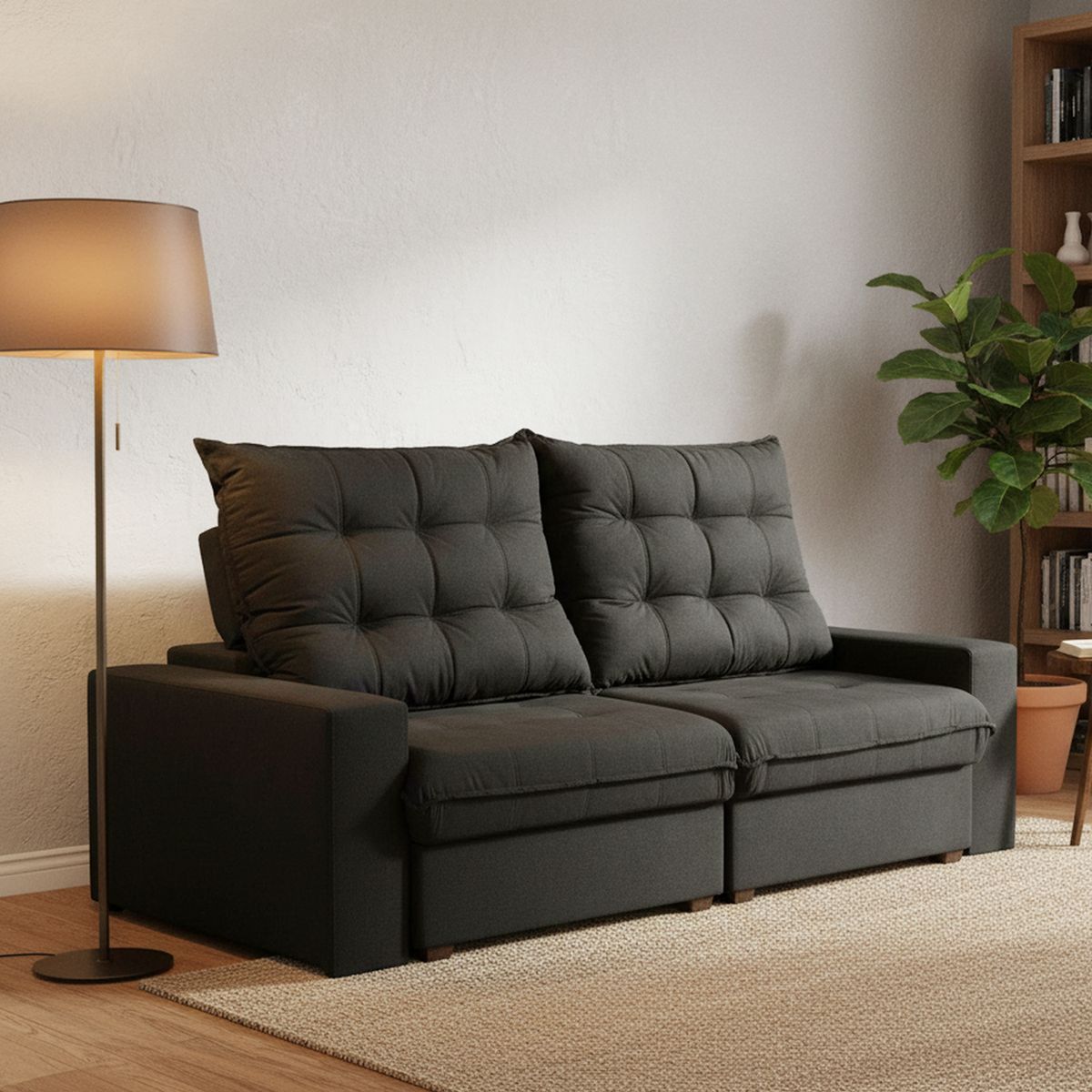 INTERMUEBLES - Sofá 2 cuerpos MAGESTIC 250x105x121 cm Negro