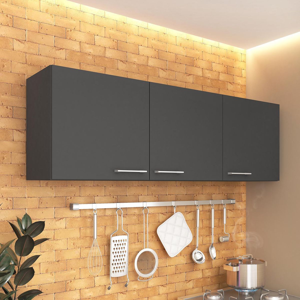 VEKKAHOME - Mueble Aéreo Opie Grafito 140x45x29 cm