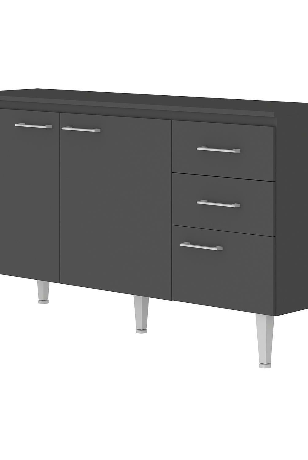 VEKKAHOME - Mueble Base Opie Grafito 140x79x40 cm