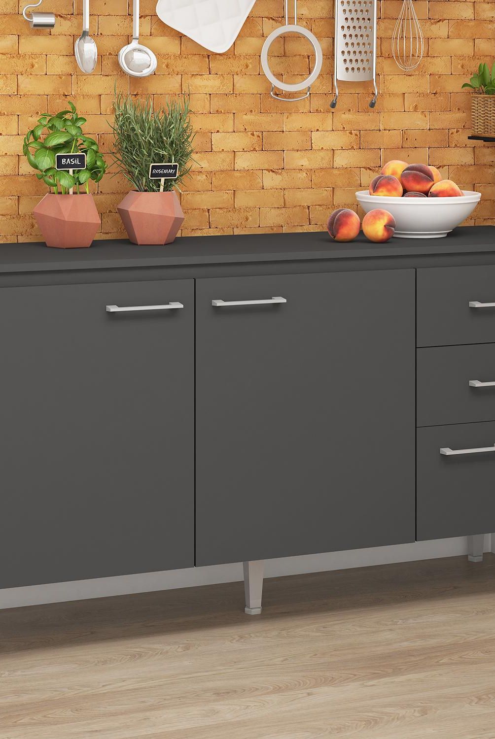 VEKKAHOME - Mueble Base Opie Grafito 140x79x40 cm