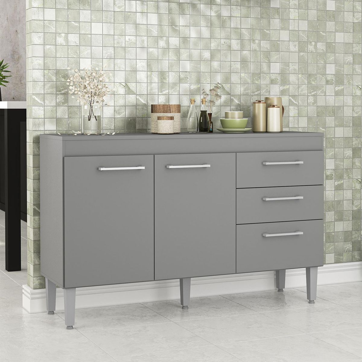 VEKKAHOME - Mueble Base New Opie Grafito 120 cm