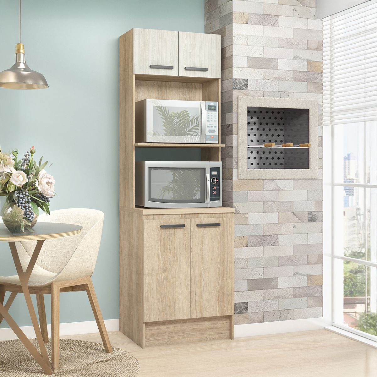 VEKKAHOME - Despensa Mia 4 puertas 62x203,5x48 cm