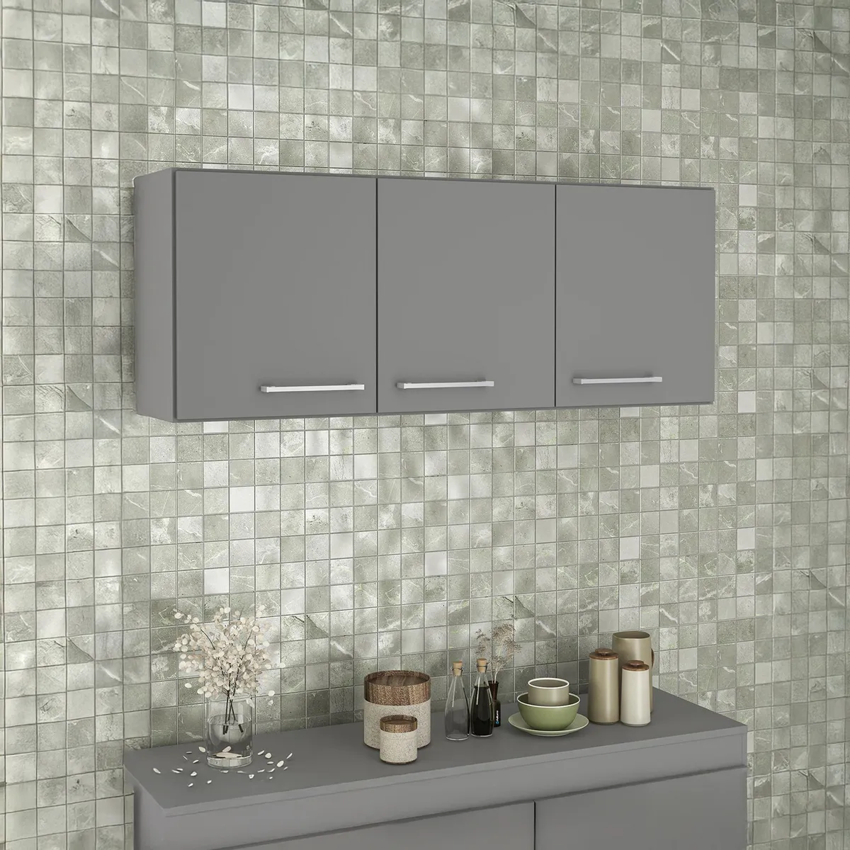 VEKKAHOME - Mueble Aéreo New Opie 113,7x44,5x30,6 cm Grafito