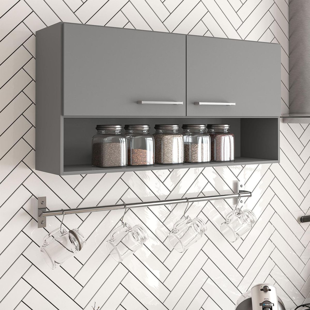 VEKKAHOME - Mueble Aéreo New Evandro 105x53,5x25 cm Grafito