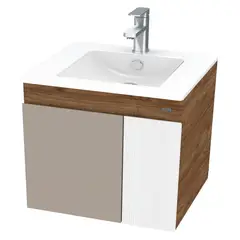 KLIPEN - Mueble de baño 60x55x46 cm con lavamanos loza 2 puertas
