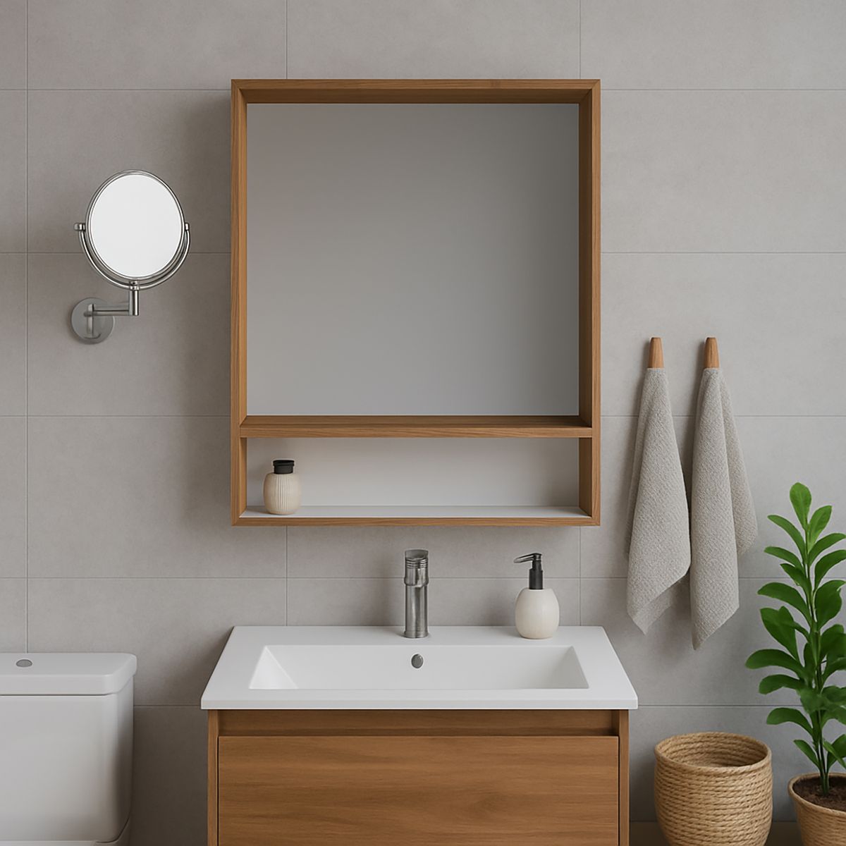 KLIPEN - Espejo 70 cm con repisa mdp y melanina gales