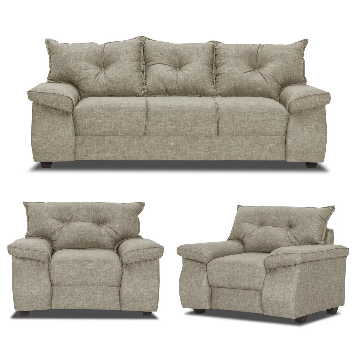 INTERMUEBLES - Living 3 cuerpos FORTALEZA 210x90x80 cm Beige