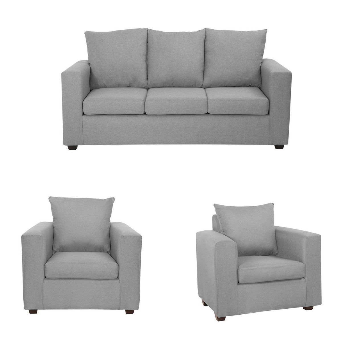 INTERMUEBLES - Living 3 cuerpos MARCO 186x94x80 cm Gris claro