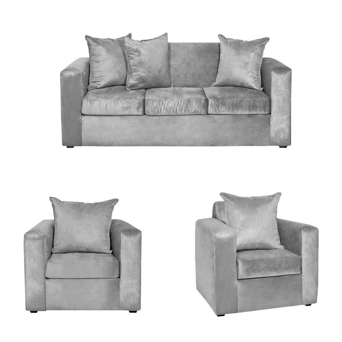 INTERMUEBLES - Living 3 cuerpos MARCO 186x94x80 cm Gris