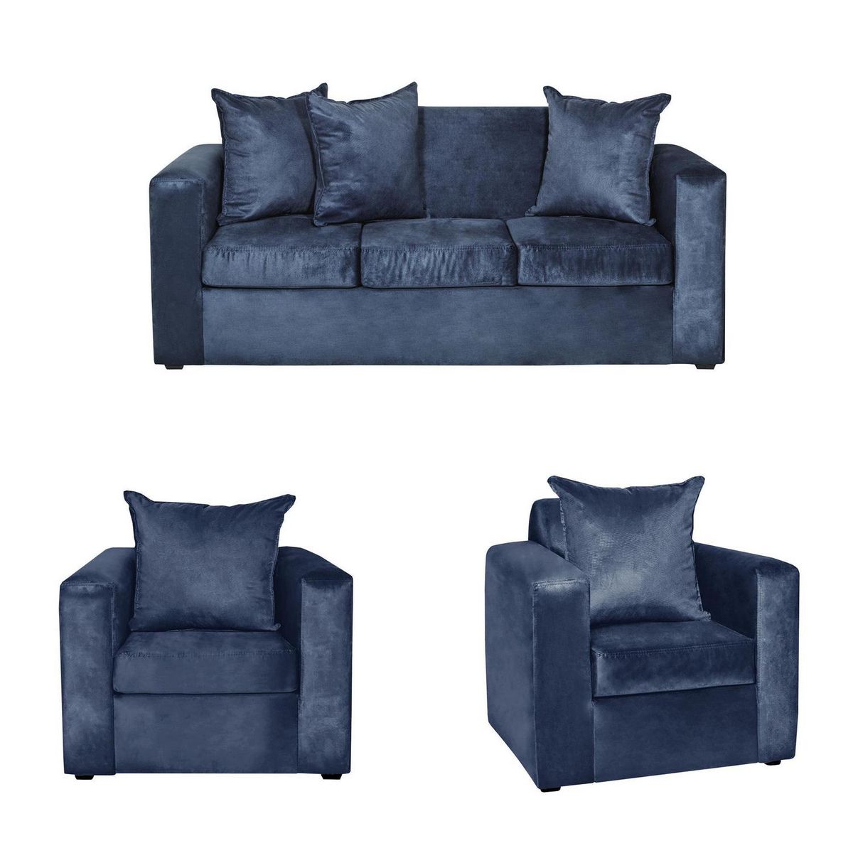 INTERMUEBLES - Living 3 cuerpos MARCO 186x94x80 cm Azul