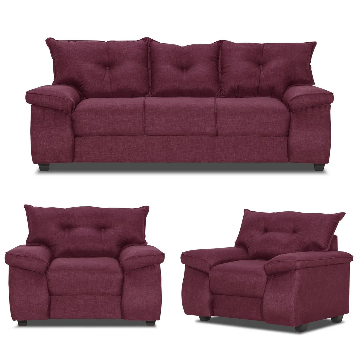 INTERMUEBLES - Living 5 cuerpos FORTALEZA 210x90x80 cm Burdeo