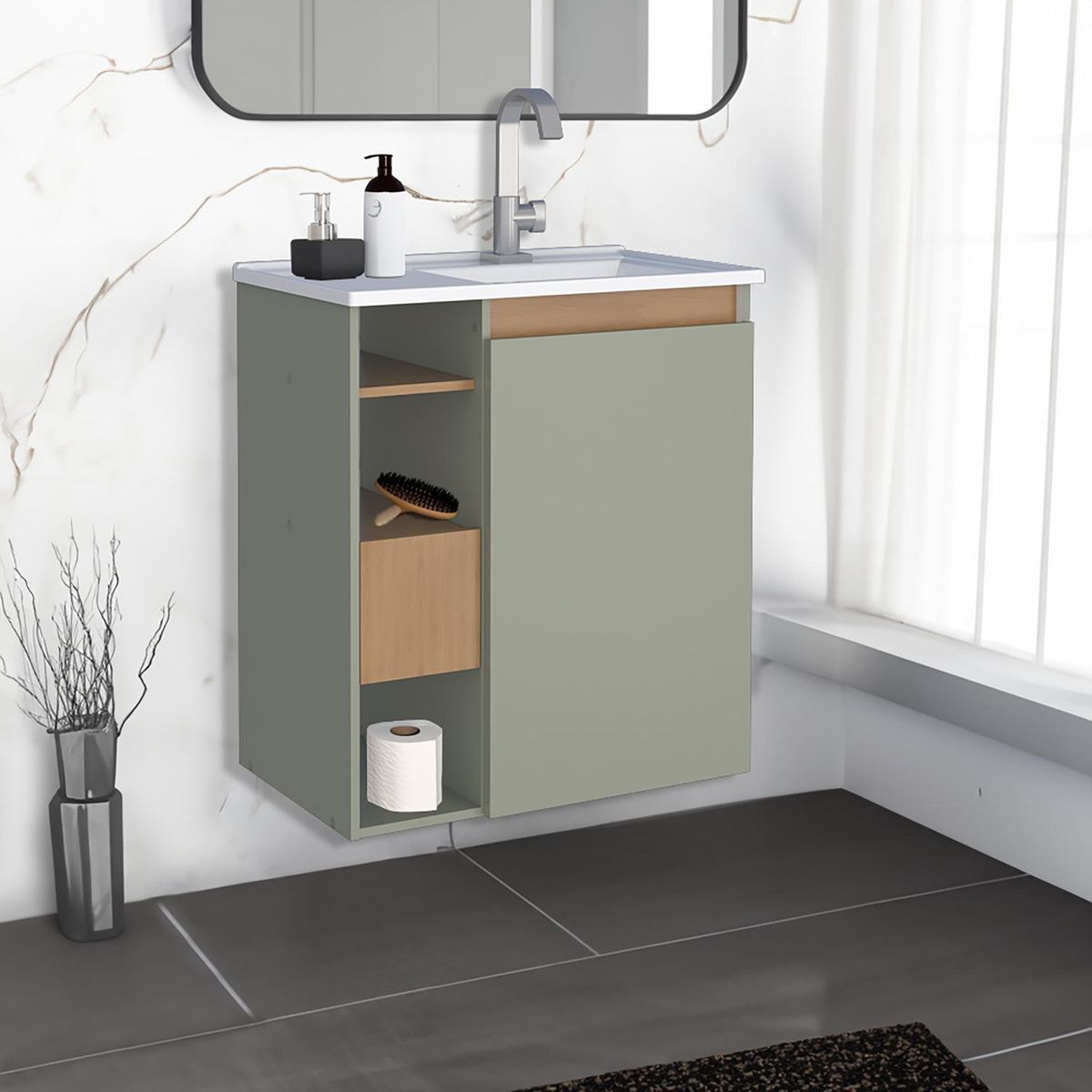 VEKKAHOME - Vanitorio aereo Lótus 60 cm green