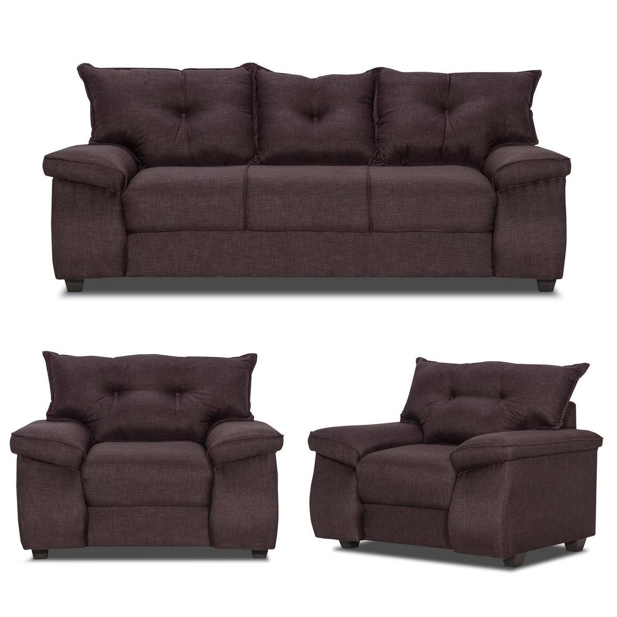 INTERMUEBLES - Living 3 cuerpos FORTALEZA 210x90x80 cm Chocolate