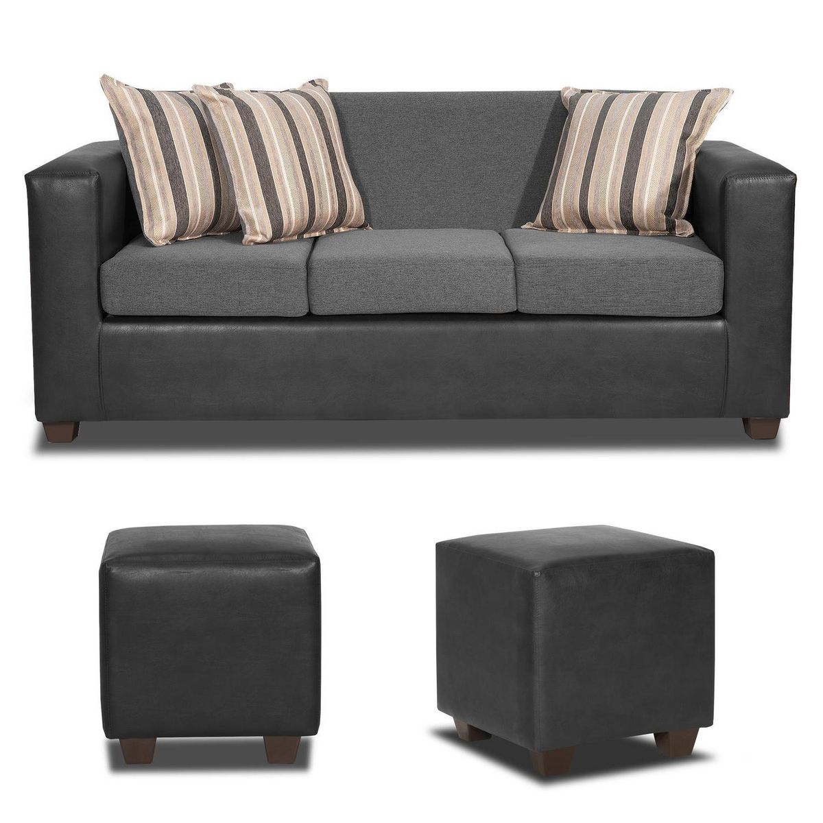 INTERMUEBLES - Living 5 cuerpos INVICTUS 186x87x80 cm Gris