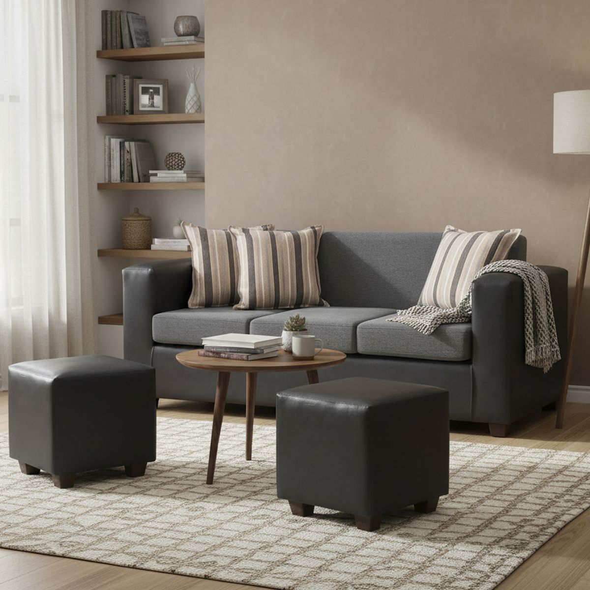 INTERMUEBLES - Living 5 cuerpos INVICTUS 186x87x80 cm Gris