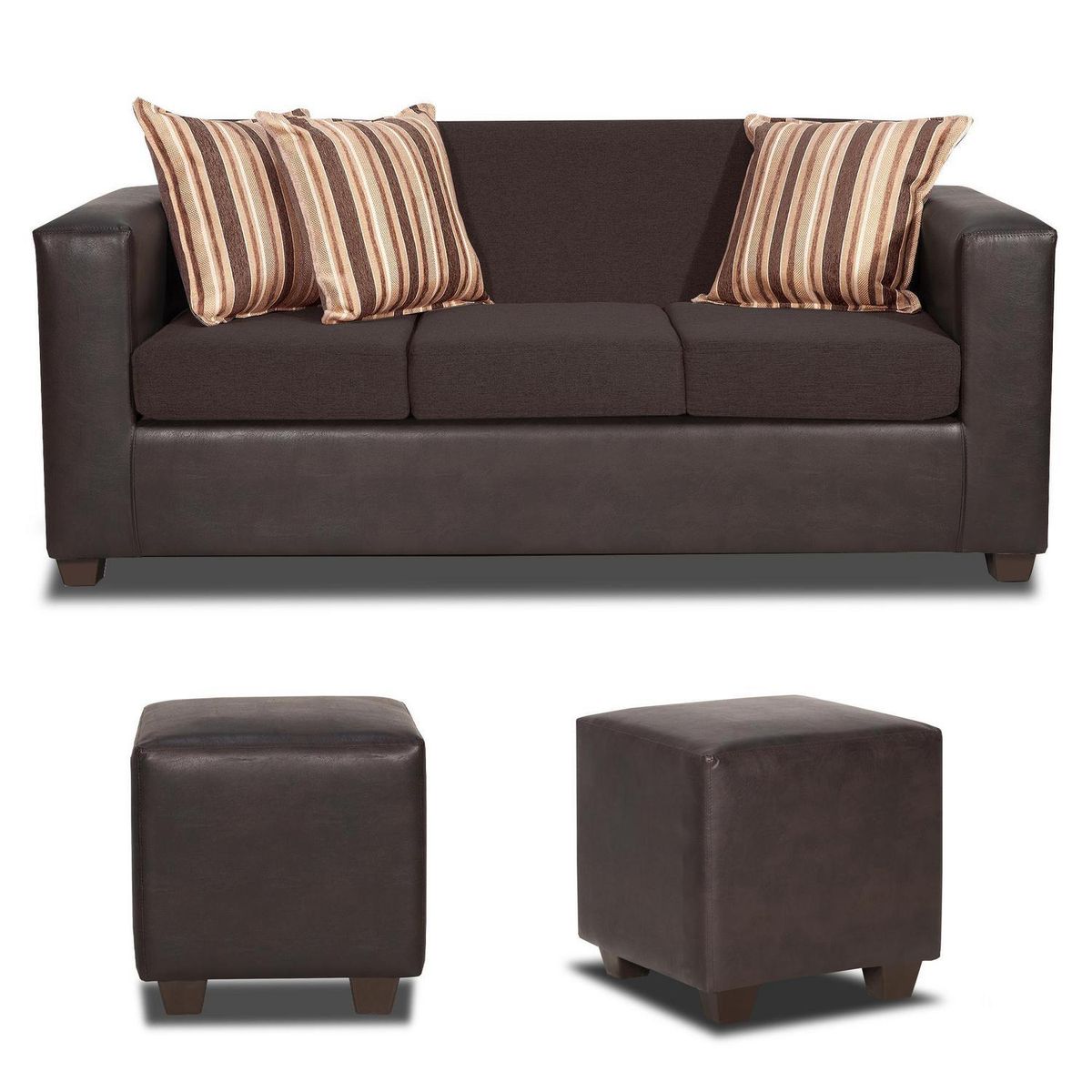 INTERMUEBLES - Living 3 cuerpos INVICTUS 186x87x80 cm Chocolate