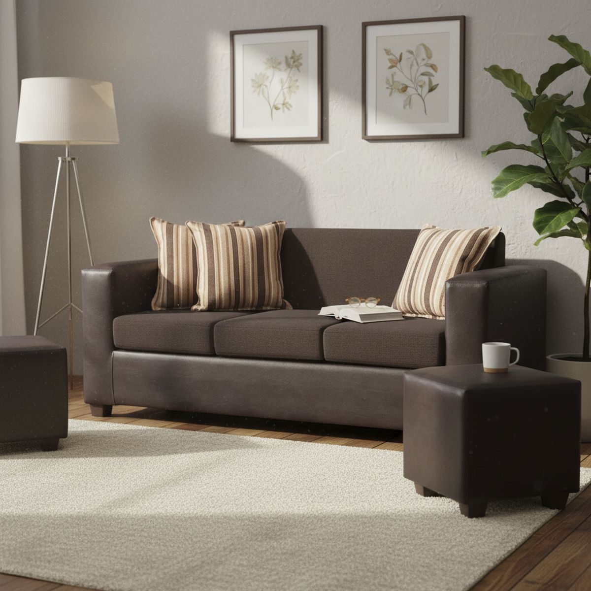 INTERMUEBLES - Living 3 cuerpos INVICTUS 186x87x80 cm Café