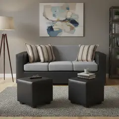 INTERMUEBLES - Living 3 cuerpos INVICTUS 186x87x80 cm Gris