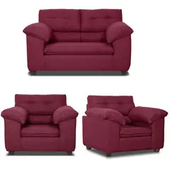 INNOVAMUEBLES - Living 4 cuerpos LIVERPOOL 154x97x85 cm Burdeo