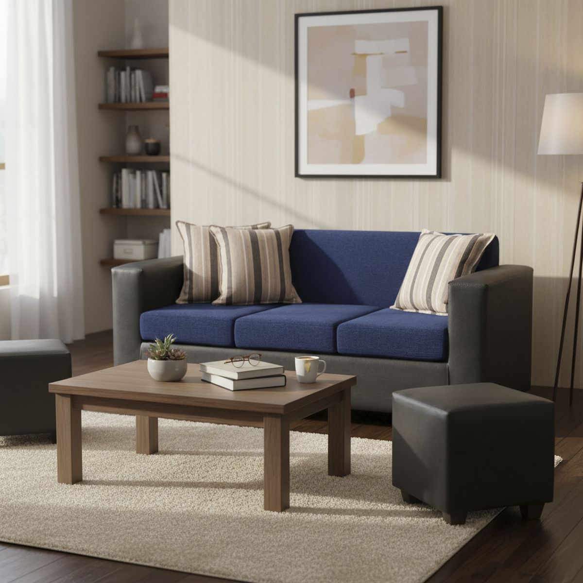 INTERMUEBLES - Living 5 cuerpos INVICTUS 186x87x80 cm Azul