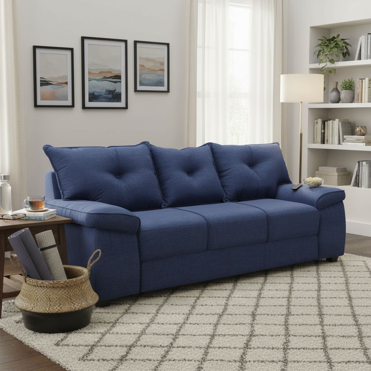 INTERMUEBLES - Sofá 3 cuerpos FORTALEZA 222x92x78 cm Azul