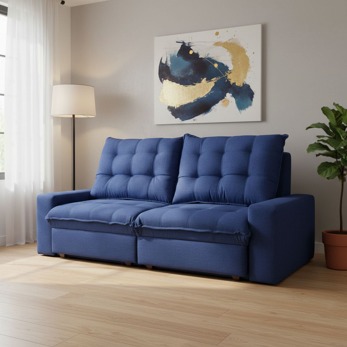 INTERMUEBLES - Sofá 2 cuerpos MAGESTIC 250x105x121 cm Azul