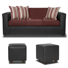 INNOVAMUEBLES - Living 5 cuerpos INVICTUS 186x87x80 cm Burdeo
