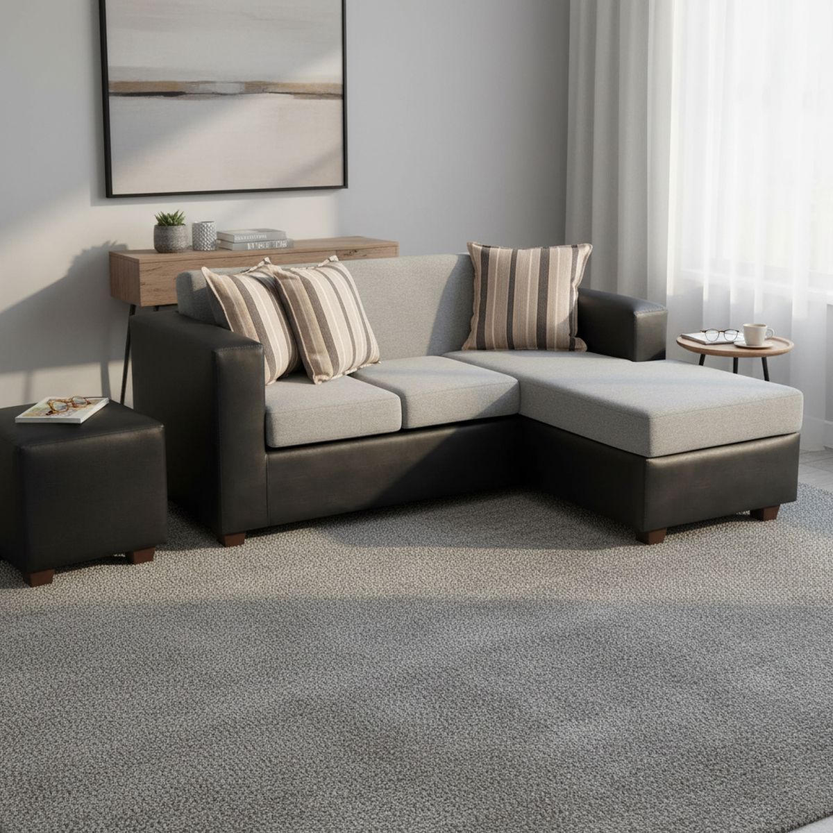 INTERMUEBLES - Sofá Seccional 4 cuerpos INVICTUS 186x87x140 cm Gris