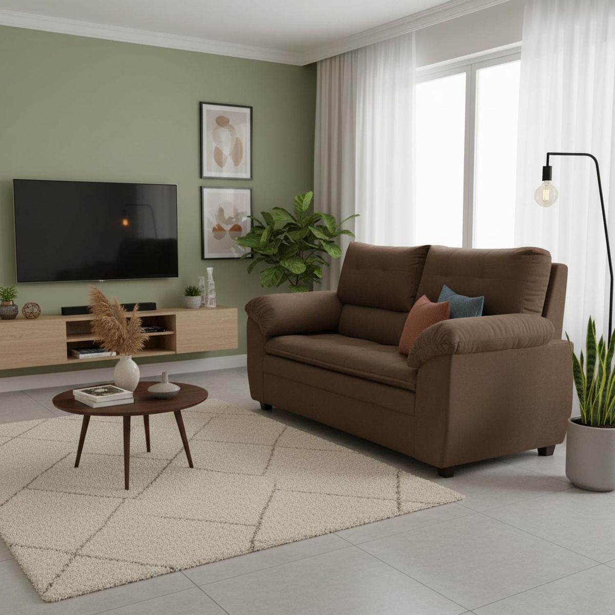 INTERMUEBLES - Sofá 2 cuerpos LIVERPOOL 154x97x85 cm Café