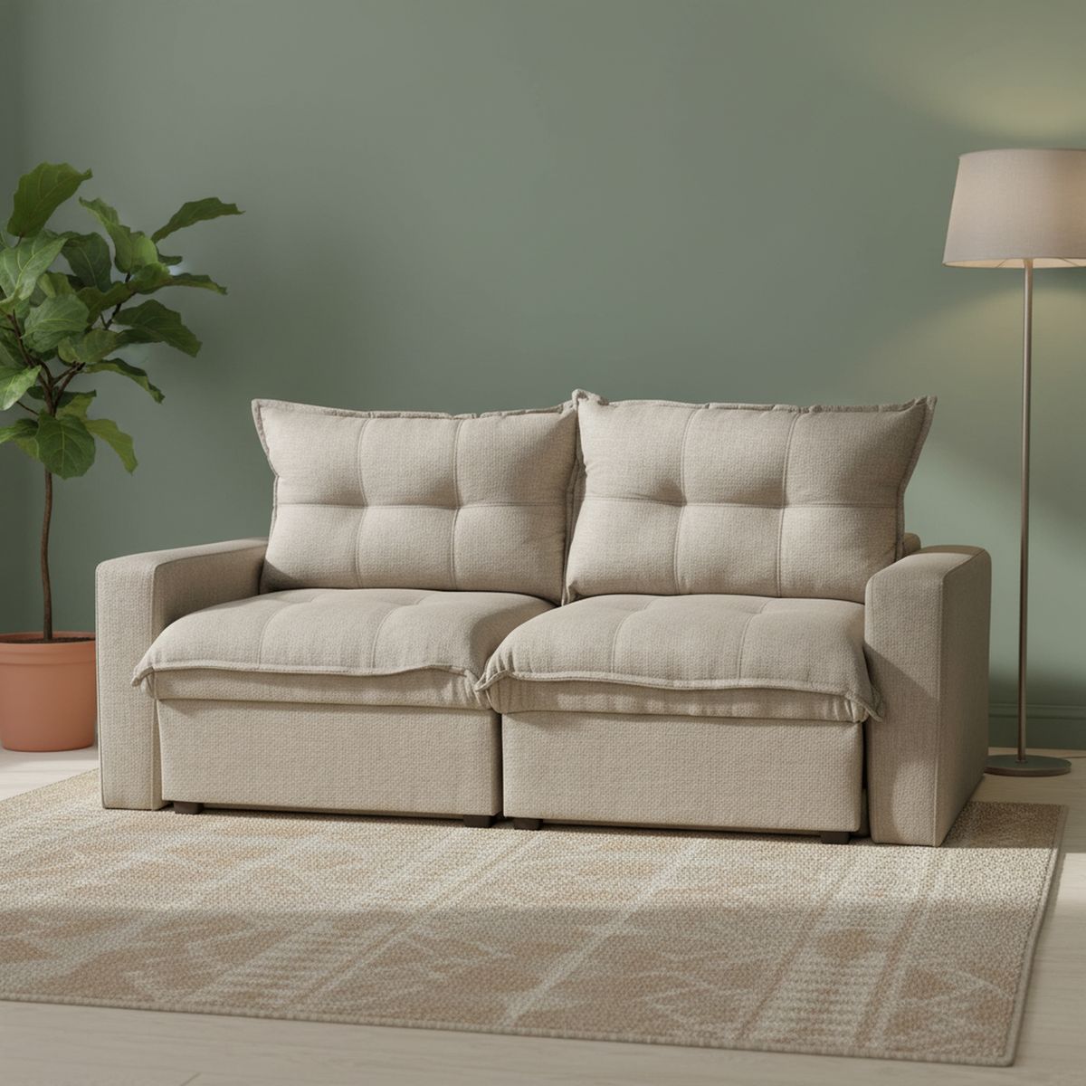 INTERMUEBLES - Sofá 2 cuerpos MAGESTIC 203x100x114 cm Beige