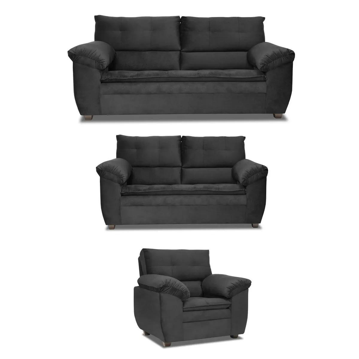 INTERMUEBLES - Living 3 cuerpos LIVERPOOL 215x97x85 cm Negro