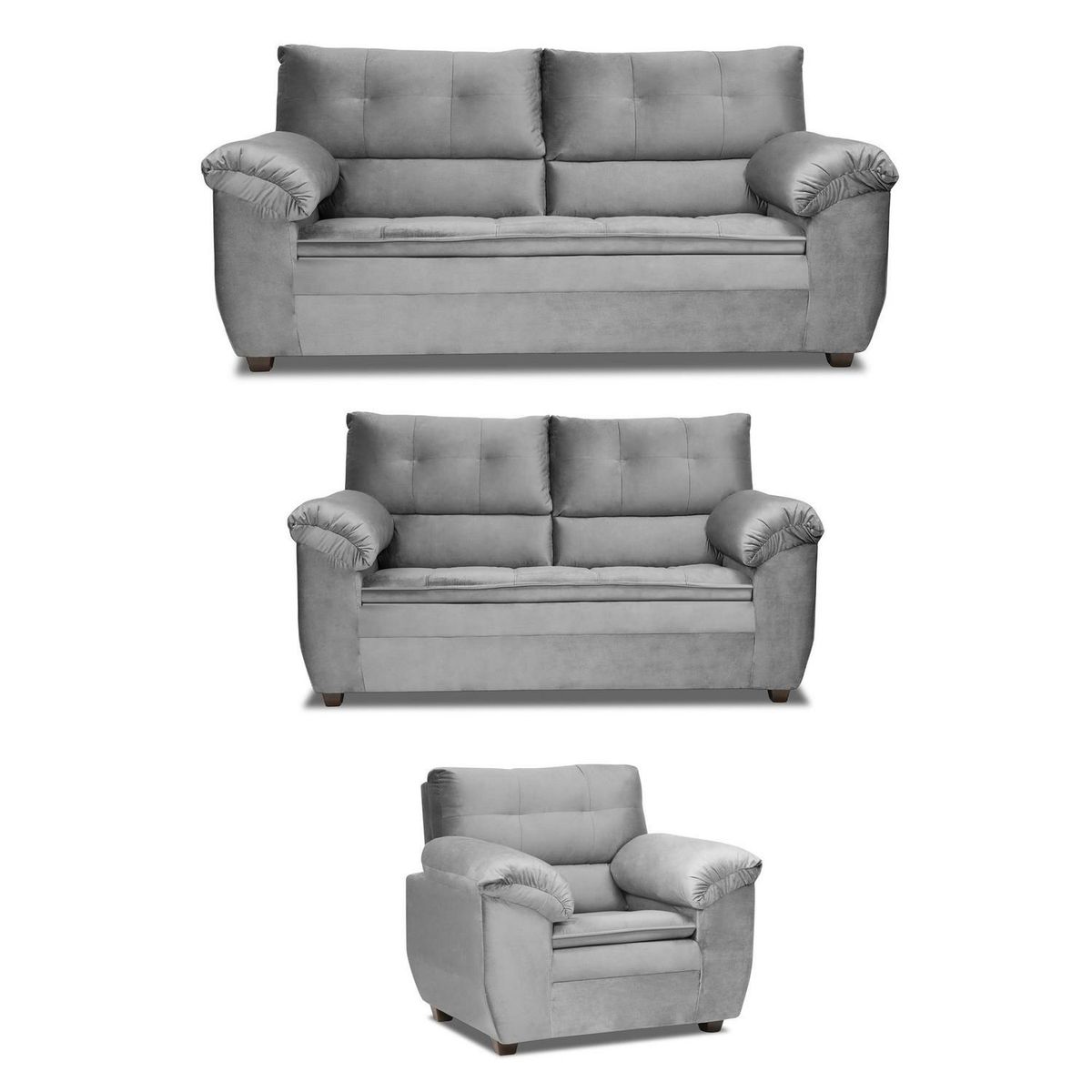 INTERMUEBLES - Living 3 cuerpos LIVERPOOL 215x97x85 cm Gris claro