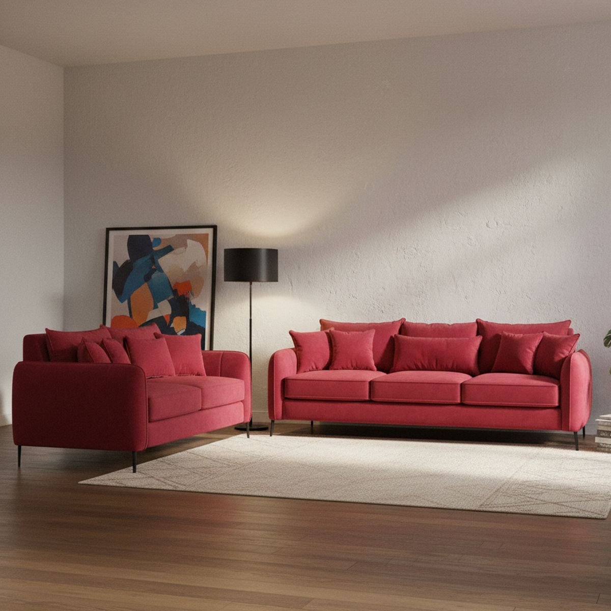 INTERMUEBLES - Living 3 cuerpos ITALIA 223x85x93 cm Rojo