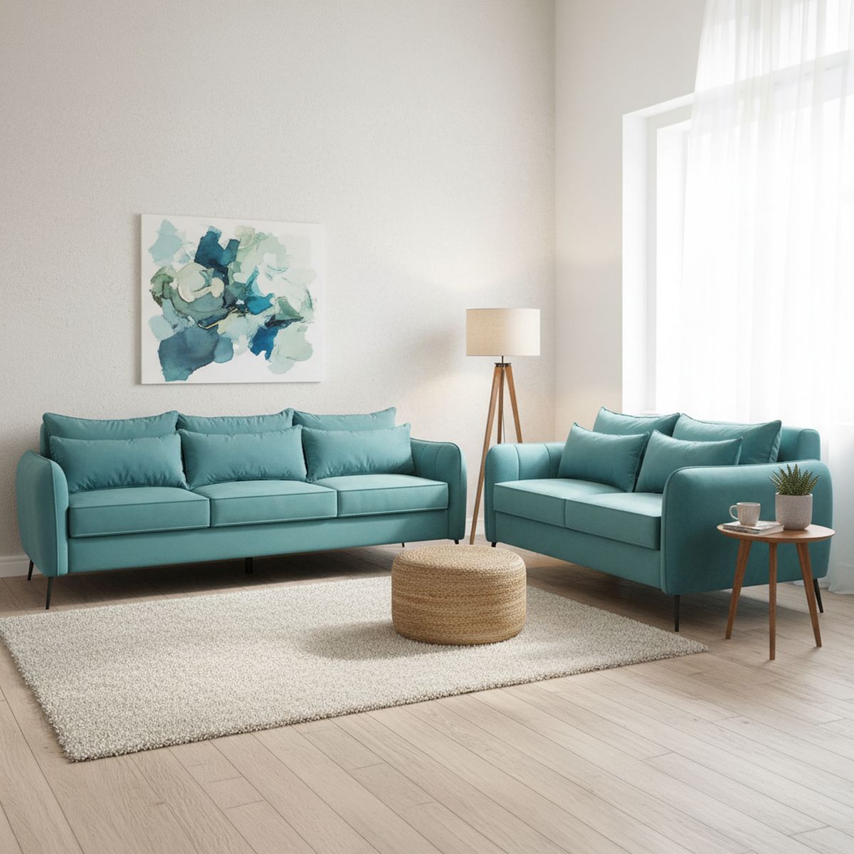 INTERMUEBLES - Living 3 cuerpos ITALIA 223x85x93 cm Azul