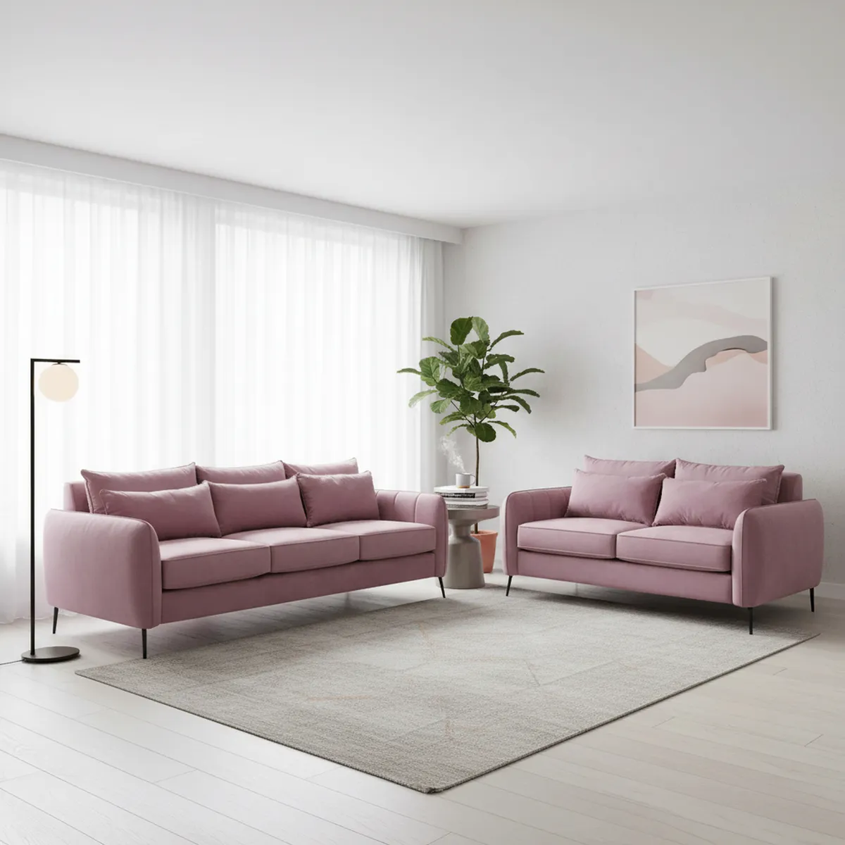 INTERMUEBLES - Living 5 cuerpos ITALIA 223x85x93 cm Rosado