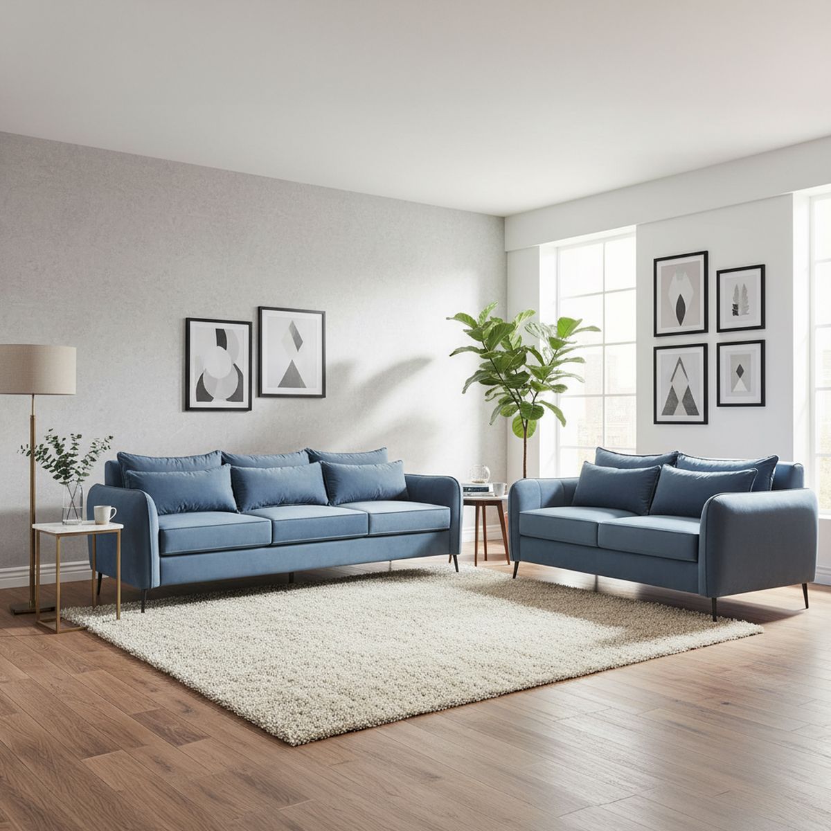 INTERMUEBLES - Living 5 cuerpos ITALIA 223x85x93 cm Azul